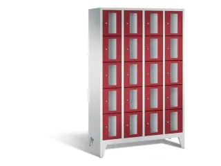 Lockerkast 1850x1190x500mm 4x5 vakken Cilinderslot Poten, RAL3003 - 2