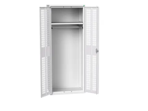 Lockerkast 2000x800x550mm 1 vak, dubbele ventilatiedeur, RAL7035
