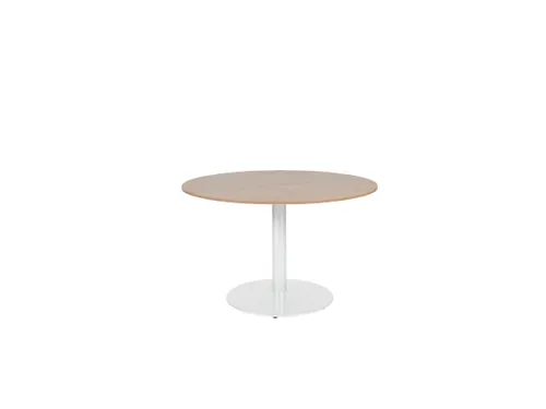 Linesto Vergadertafel Vaste Hoogte 120cm Rond Havana/Kersen 25mm Wit