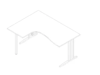 hoek-bureau,HxBxD 730x1600x1200mm,blad wit,verdieping links,C-voet wit - 1
