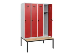locker met bank,HxBxD 1950x1200x815mm,4vak,vak B 300mm,draaigrendel