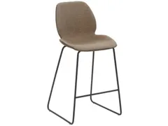 Barkruk mySOLO Sledeframe Zwart met Zitting stof Zand gemêleerd