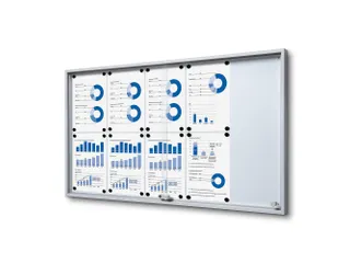 Vergrendelbaar notitiebord Indoor Slim 10xA4 met Schuifdeuren Zilver - 1