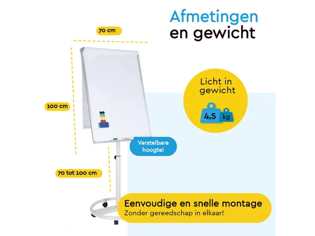 BRASQ Flipover Mobiel Deluxe 70x100cm Magnetisch Wit met accessoires