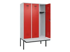 locker met bank,HxBxD 2120x1200x815mm,3vak,vak B 400mm,cilinderslot