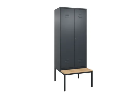 PBM-locker met bank,HxBxD 2120x800x815mm,2vak,vak B 400mm,cil.-slot