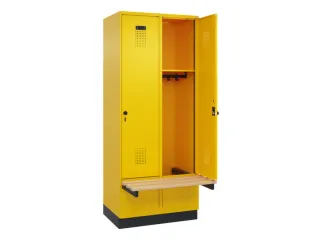 locker met bank,HxBxD 1950x800x815mm,2vak,vak B 400mm,draaigrendel - 1
