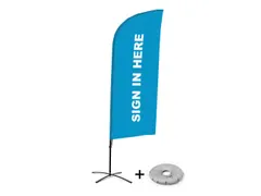 Promotievlag Alu Wind complete set SIGN IN HERE Blauw kruisvoet Zwart