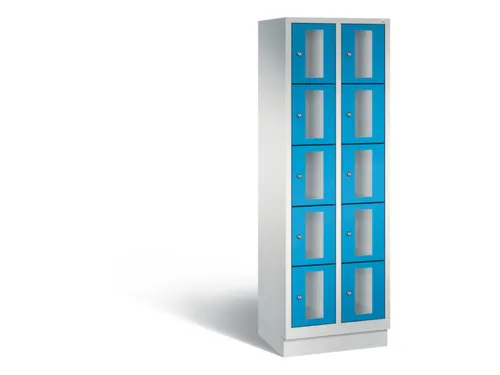 Lockerkast 1800x610x500mm 2x5 vakken Cilinderslot, Sokkel, RAL5012