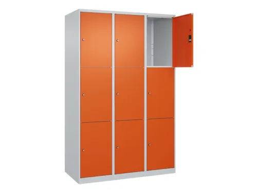 lockerkast,HxBxD 1850x1200x500mm,3x3vakken,vak B 400mm,cil.-slot