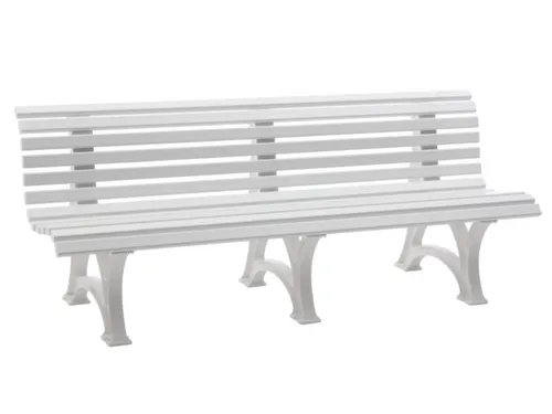 Kunststofbank 800x2000x420mm Zit H 410mm 12 Latten 3 Pootstellen Wit