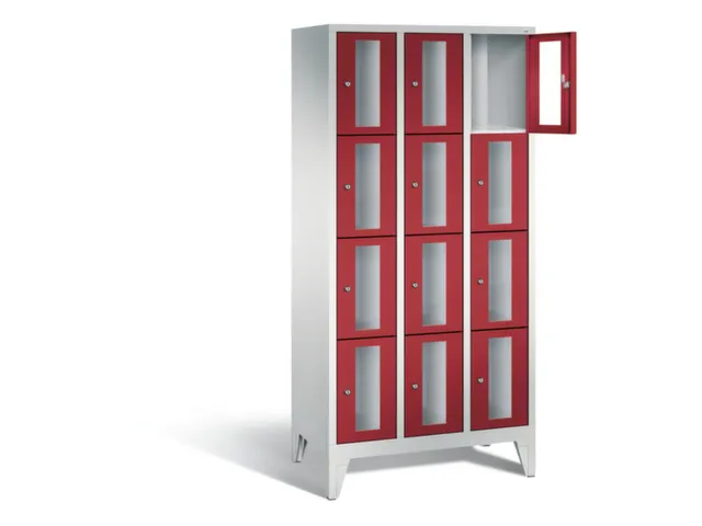 Lockerkast 1850x900x500mm 3x4 vakken Cilinderslot Poten, RAL3003