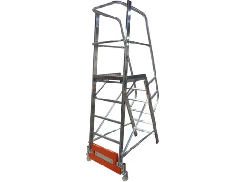 verrijdbare treden-platformladder,eenzijdig,6trede(n),stand H 1,4m