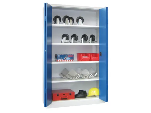 Vouwdeurkast 1950x1200x500mm 4legborden Verzinkt Ral7035 Front Ral5012