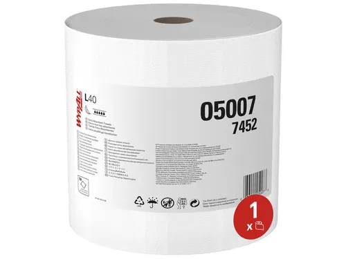 Poetsrol WypAll L40 PowerClean 1-laags 31,5cmx232m 750vel wit 7452