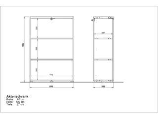 dossierkast,HxBxD 1200x800x370mm,3xhouten vloer,3ordnerhoogte - 7