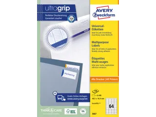 Etiket Avery Zweckform 3667 48.5x16.9mm wit 6400stuks - 1