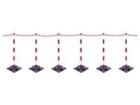 Kettingstaander-set 6 Kettingstaanders Vierkante Voet 10m Ketting Rood