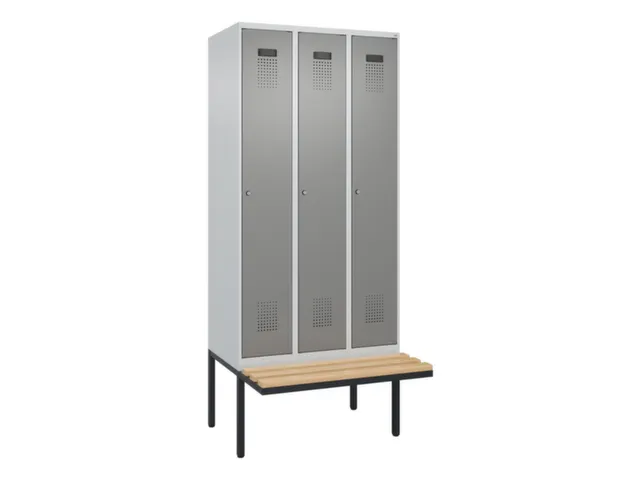 locker met bank,voor scheiding van kleding,HxBxD 2120x900x815mm,3vak