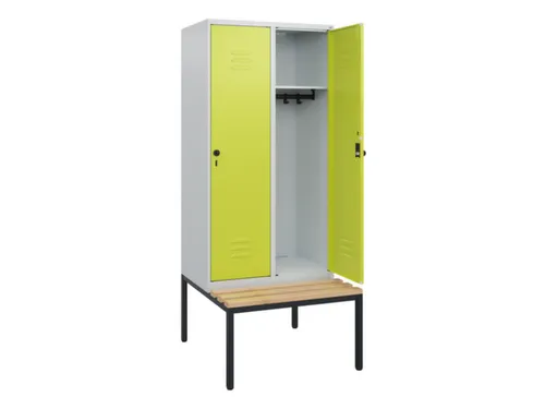 locker met bank,HxBxD 1950x800x815mm,2vak,vak B 400mm,draaigrendel