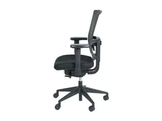 Bureaustoel 400 NPR Stof zwart, rug Wol/Mesh Grijs, Zwart voetkruis - 3
