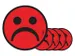Magneet smiley 75mm emotie bedroefd rood 5 stuks