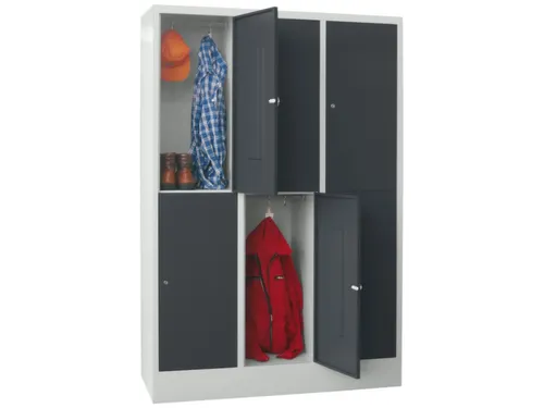 lockerkast,HxBxD 1850x1200x500mm,3x2vakken,RAL7035,front RAL7016