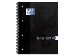 Collegeblok Oxford A4+ 4-gaats lijn 90vel zwart