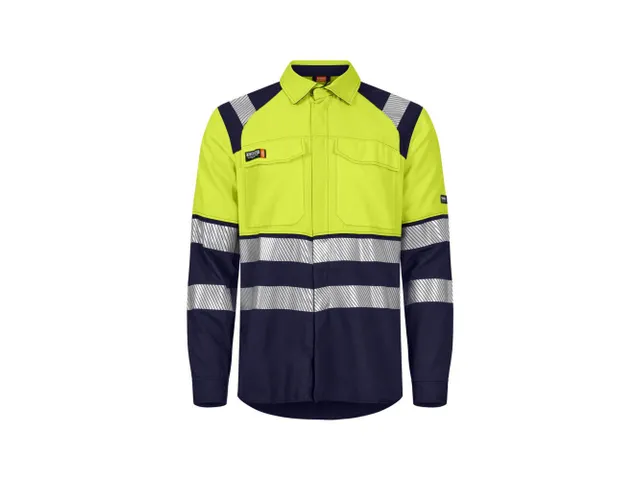 Chemise hi-vis Tranemo 5076 91, jaune fluo/bleu marine, taille L, la p