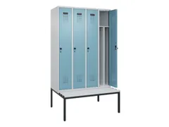 locker met bank,voor scheiding van kleding,HxBxD 2120x1200x815mm,4vak