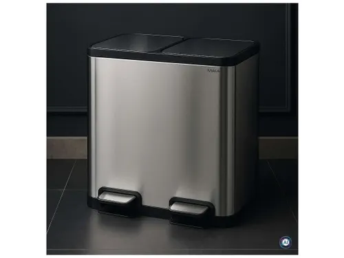 9502294 Afvalbak met voetpedaal MAULcycle 40L edelstaal 37.6x47x49cm z