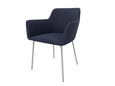 Bezoekersstoel 4Voeten Ronde Buis Verchroomd Lichtblauw