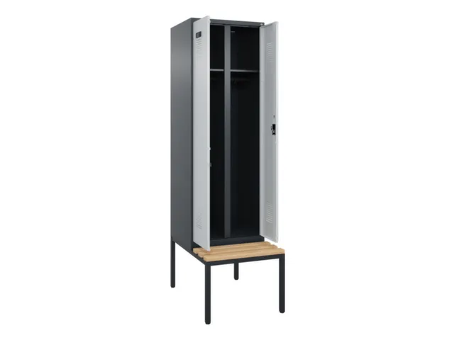 locker met bank,voor scheiding van kleding,HxBxD 2120x600x815mm,2vak