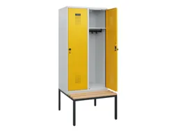 locker met bank,HxBxD 1950x800x815mm,2vak,vak B 400mm,draaigrendel