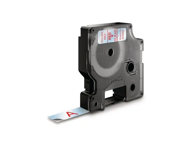 D1 labeltape 12 mm Rood op transparant 45012