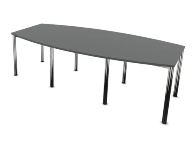 vergadertafel,HxBxD 740x2400x1200mm,vatvormig,MS-donkergrijs