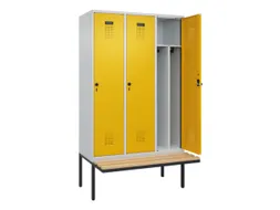 locker met bank,voor scheiding van kleding,HxBxD 2120x1200x815mm,3vak