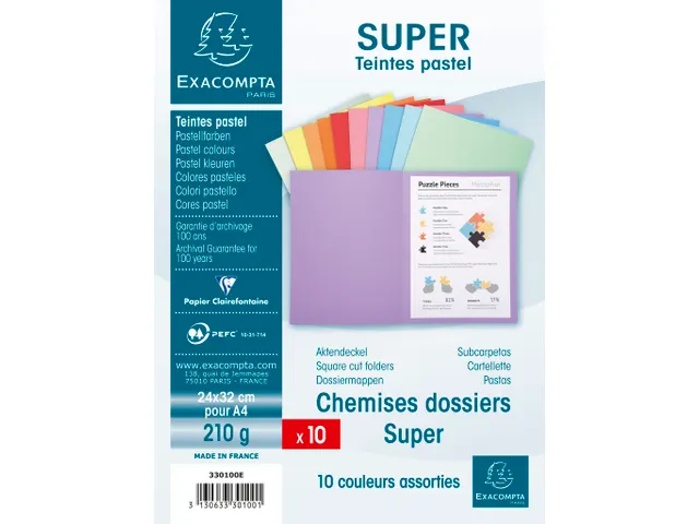 10 Dossiermappen Super 250 - 24x32cm Assorti