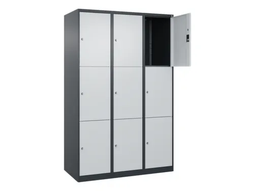 lockerkast,HxBxD 1850x1200x500mm,3x3vakken,vak B 400mm,cil.-slot