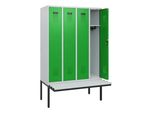 locker met bank,HxBxD 1950x1200x815mm,4vak,vak B 300mm,cilinderslot