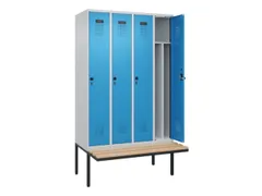 locker met bank,voor scheiding van kleding,HxBxD 2120x1200x815mm,4vak