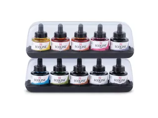 Inkt Talens Ecoline met pipet additional set à 10 assorti kleuren - 2