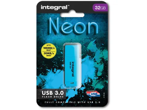 Neon USB-stick 3.0, 32GB, blauw