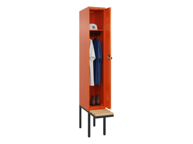 locker met bank,HxBxD 2120x300x815mm,1vak,vak B 300mm,draaigrendel