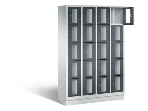 Lockerkast 1800x1190x500mm 4x5 vakken Cilinderslot, Sokkel, RAL7021