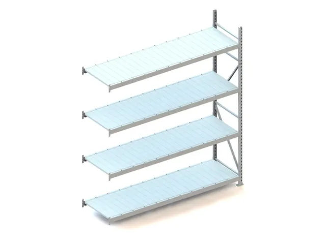 Rayonnage grande largeur suivant HxlxP 2500x2251x650mm 4niveaux acier