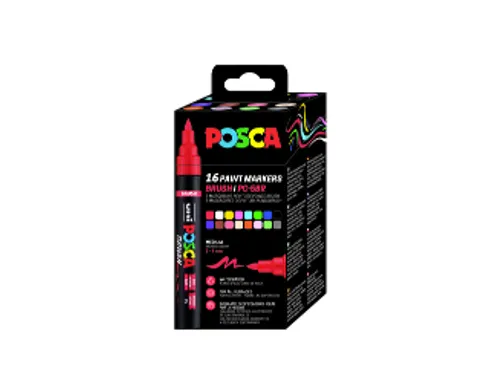 Paintmarker Uni POSCA PC-5BR brushpunt M assorti 16st