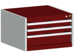 ladekast HxBxD 400x650x650mm 3laden RAL7035 front RAL3004