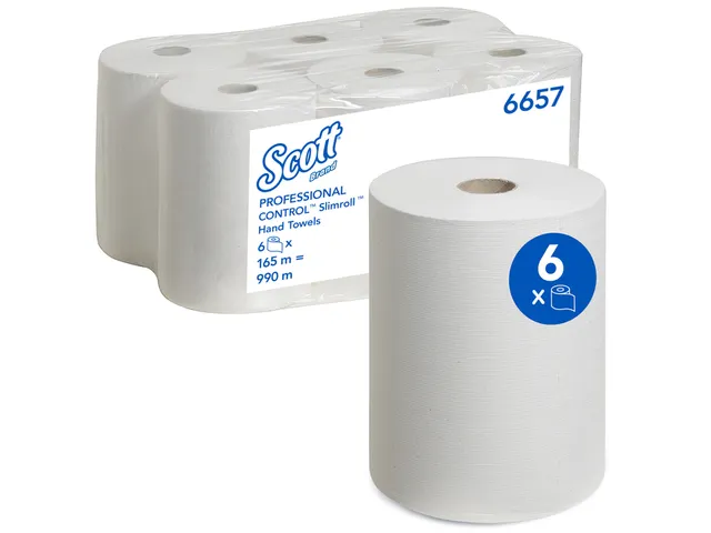 Handdoekrol Scott Slimroll 1-laags 165m wit 6657