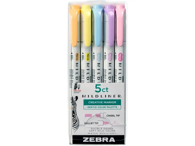 MILDLINER markeerstift Gentle 5 x assorti kleuren dubbele punt